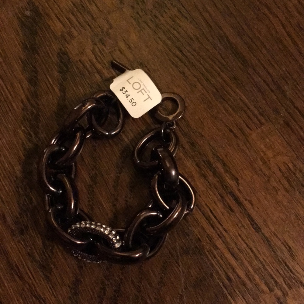 Loft Chocolate Brown link bracelet w/bling oval.